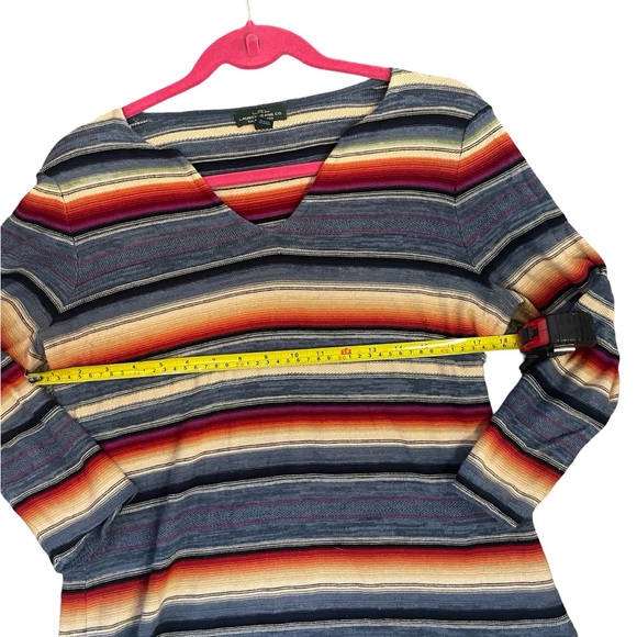 Lauren Ralph Lauren Southwest Striped Linen-Blend V-Neck Sweater - M - Picture 7 of 8